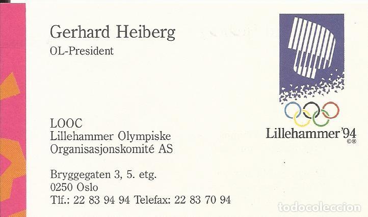 Documentos antiguos: Gerhard Heiberg. Presidente Comit&eacute; Ol&iacute;mpico Lillehammer 1994. Tarjeta. Norway Noruega. 5,5x 9,5 cm.