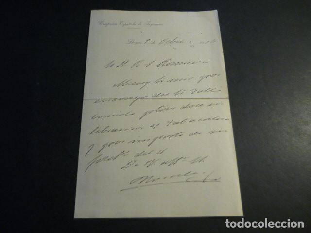 Documentos antiguos: LINARES JAEN COMPA&Ntilde;IA ESPA&Ntilde;OLA DE INGENIEROS MINAS CARTA 1906