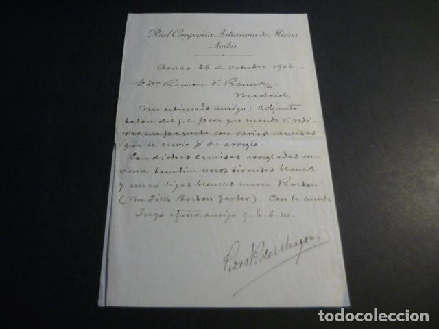 Documentos antiguos: AVILES REAL COMPA&Ntilde;IA ASTURIANA DE MINAS CARTA ARNAO 1906