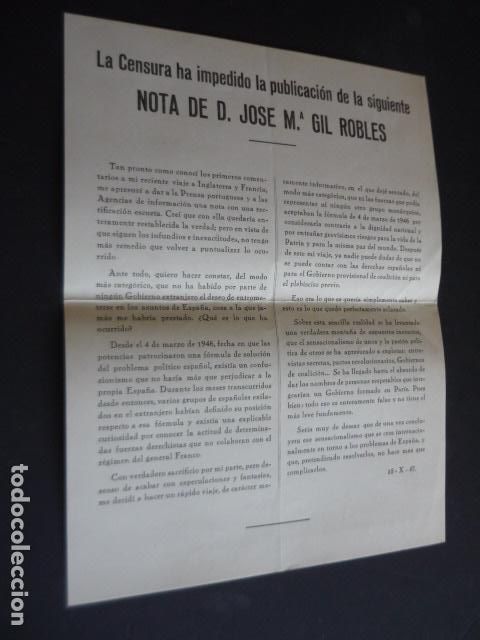 Alte Dokumente: PASQUIN CENSURA CAUSA MONARQUICA 1947 JOSE MARIA GIL ROBLES