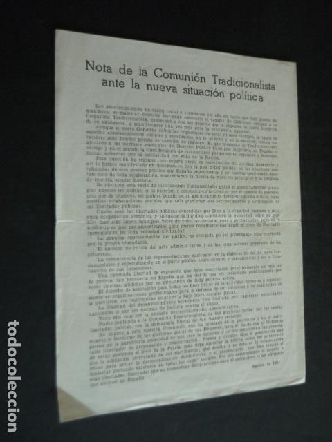 Documentos antiguos: CARLISMO COMUNION TRADICIONALISTA NOTA 1951