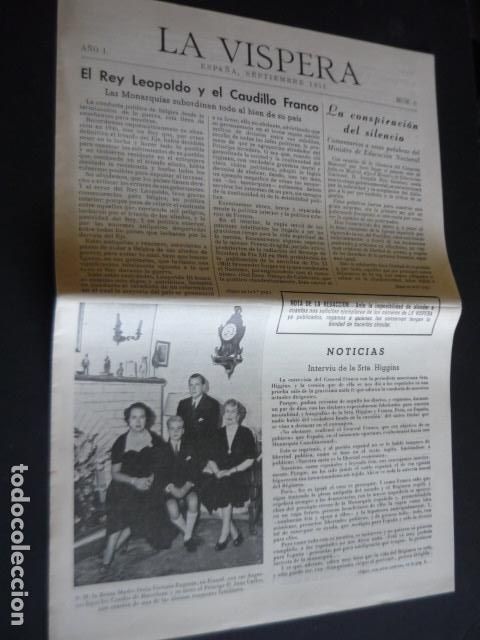 Documentos antiguos: PERIODICO LA VISPERA N&ordm; 6 SEPTIEMBRE 1951 MONARQUIA