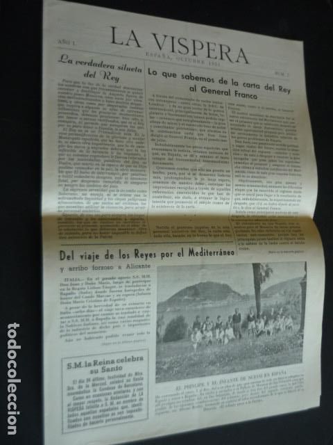 Documentos antiguos: PERIODICO LA VISPERA N&ordm; 7 OCTUBRE 1951 MONARQUIA