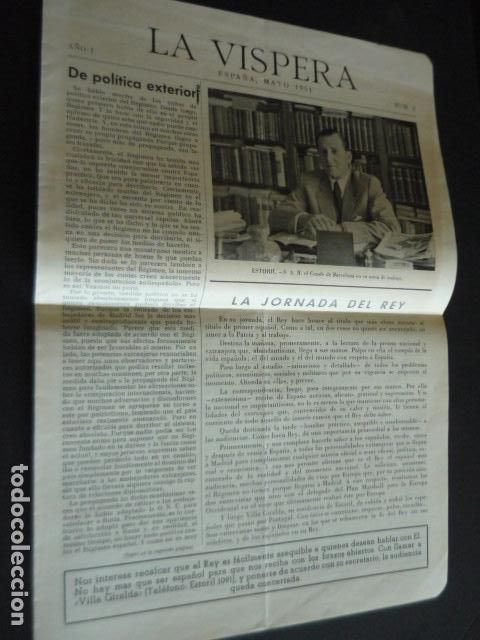 Documentos antiguos: PERIODICO LA VISPERA N&ordm; 2 MAYO 1951 MONARQUIA