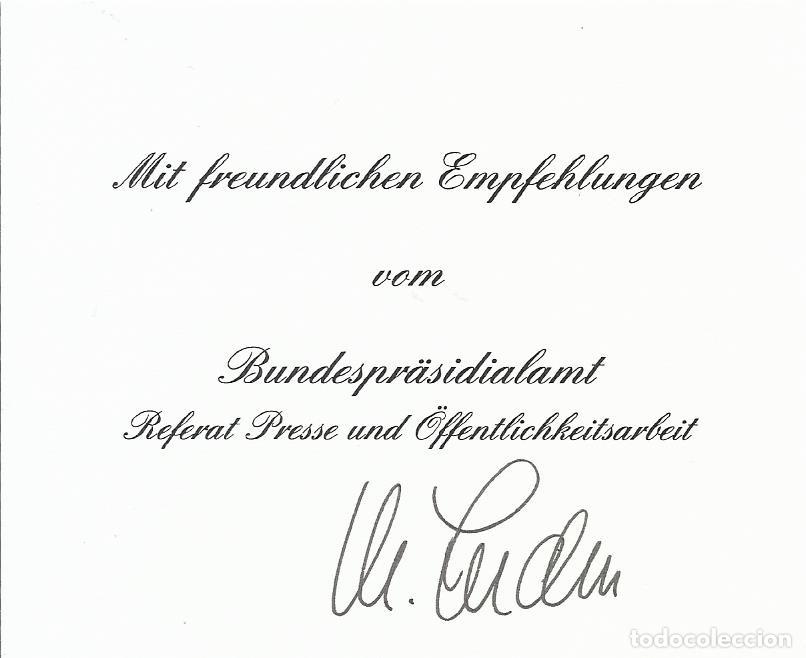Documentos antiguos: Con los atentos saludos del Presidente Federal, Divisi&oacute;n de Prensa y Relaciones P&uacute;blicas. Alemania.