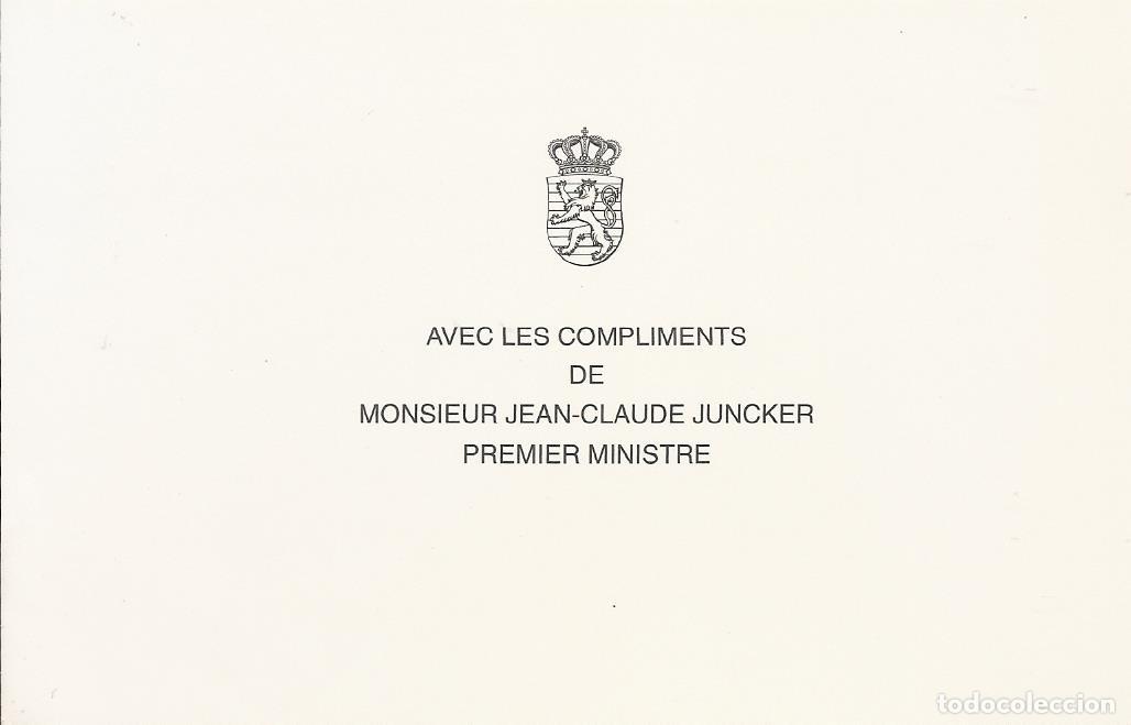 Documentos antiguos: Jean-Claude Juncker. Primer ministro Luxemburgo (1995-2013). Tarjeta. Escudo. 1995. 8,5x13,5 cm.