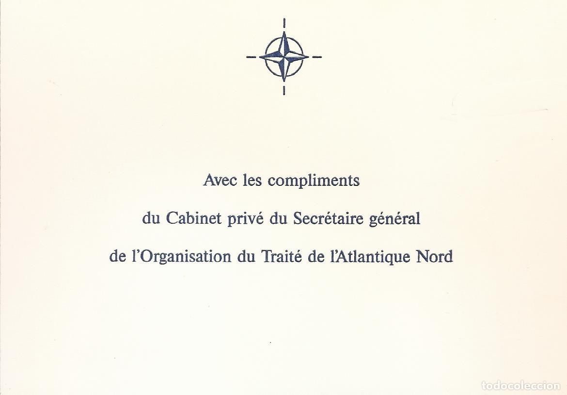 Documentos antiguos: Gabinete Privado del Secretario General OTAN o NATO. Tarjeta. 1995. 10,5x15 cm.