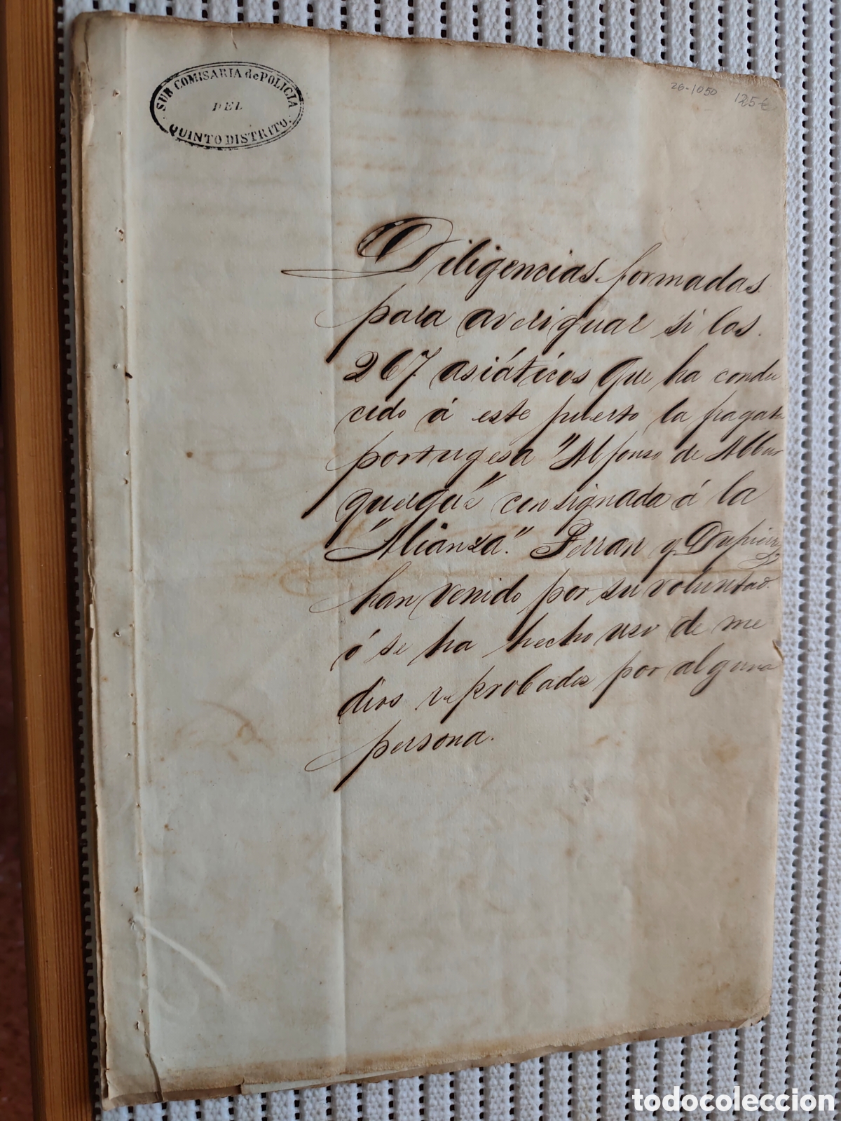 Documentos antiguos: 26-1050 DILIGENCIAS PARA AVERIGUAR SI LOS 267 ASI&Aacute;TICOS VINIERON.