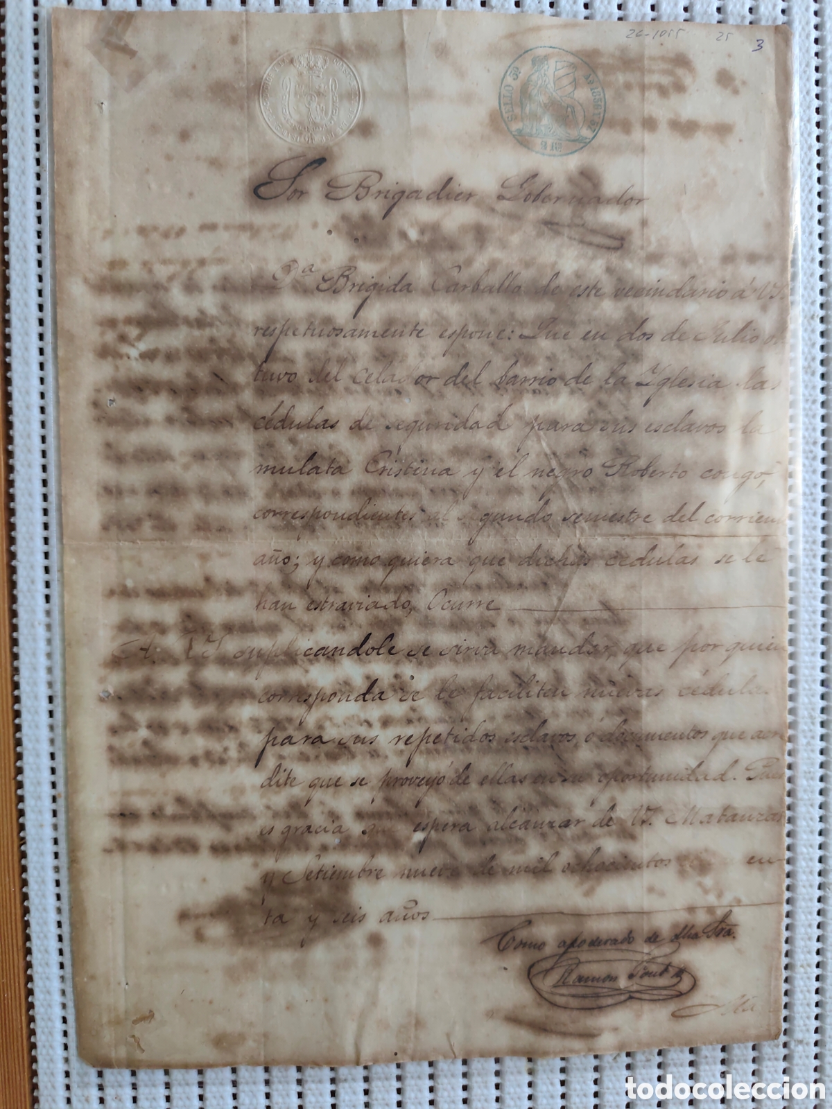 Documentos antiguos: 26-1055 D&ordf;BRIGIDA EXPONE QUE HA EXTRAVIADO LAS CEDULAS.