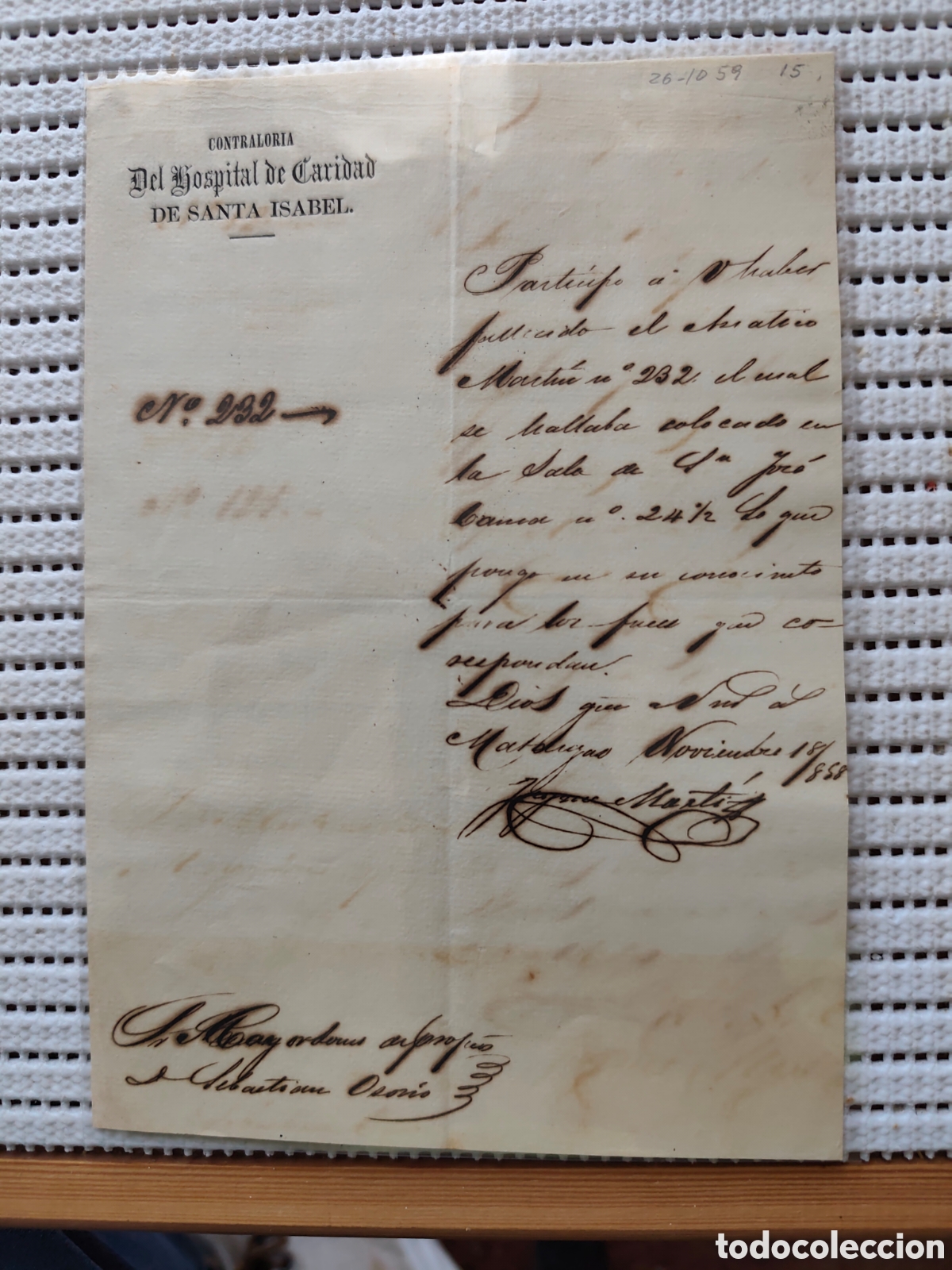 Documentos antiguos: 26-1059 FALLECIMIENTO DEL ASI&Aacute;TICO MONCHU N&ordm; 232