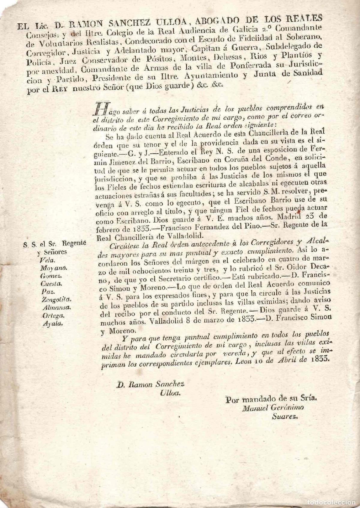 Documentos antiguos: REAL ORDEN CONCEDIENDO A ESCRIBANO DE CORU&Ntilde;A DEL CONDE, BURGOS EL USO DE SU OFICIO EN PUEBLOS