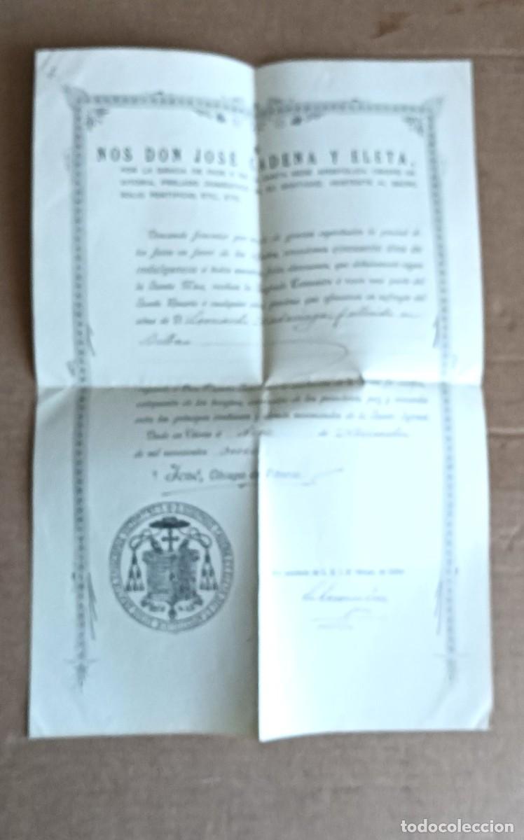 Documentos antiguos: Indulgencia obispado de Vitoria 1911 - Foto 1