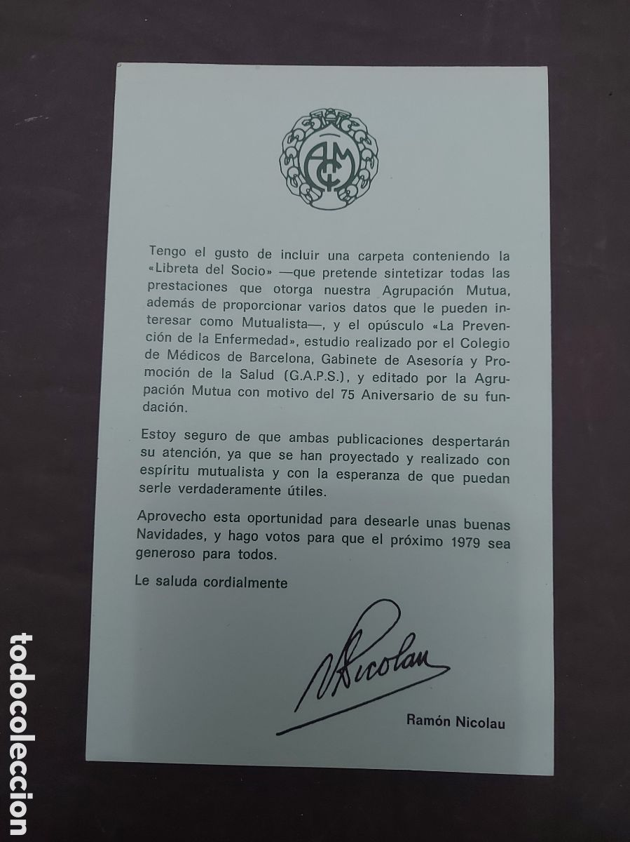 Old Documents: COLEGIO DE MEDICOS DE BARCELONA a&ntilde;o 1979