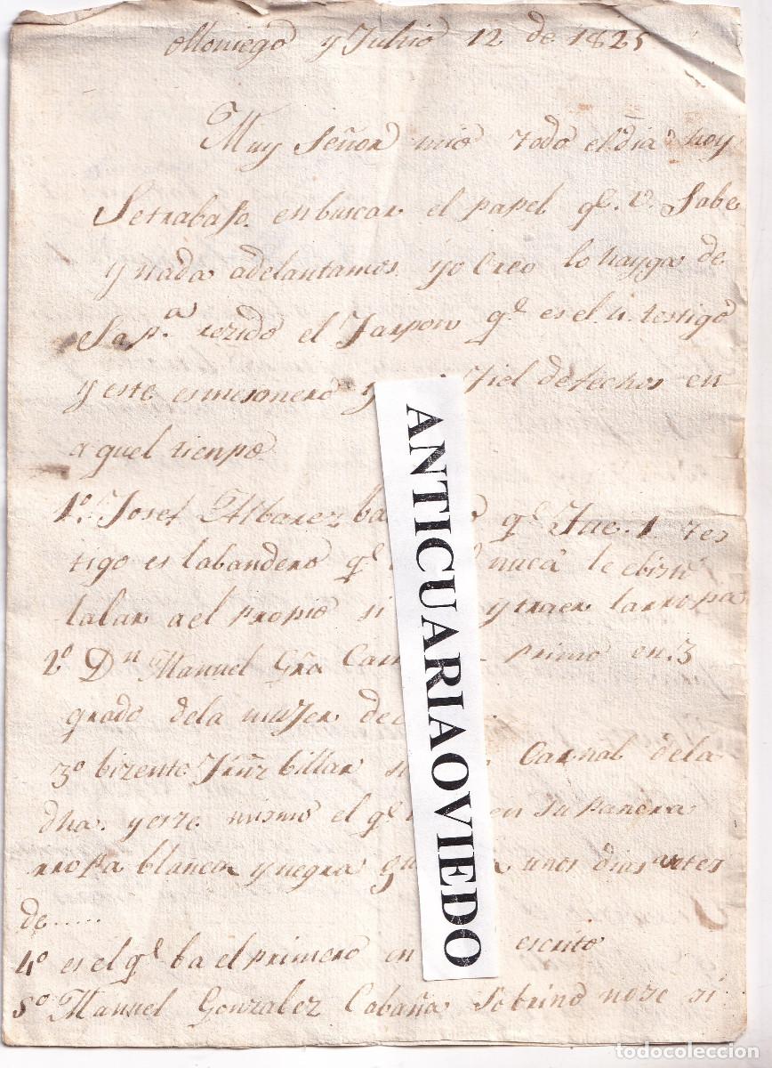 Documentos antiguos: CARTA MANUSCRITA FECHADA EN OLLONIEGO A 12 DE JULIO DE 1825. ASTURIAS
