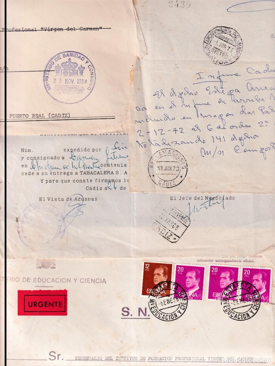 Old Documents: CADIZ - CARTAS Y DOCUMENTOS - REGISTRO, RECLAMACIONES, ADUANA + FRANQUICIAS SANIDAD, EDUCACION