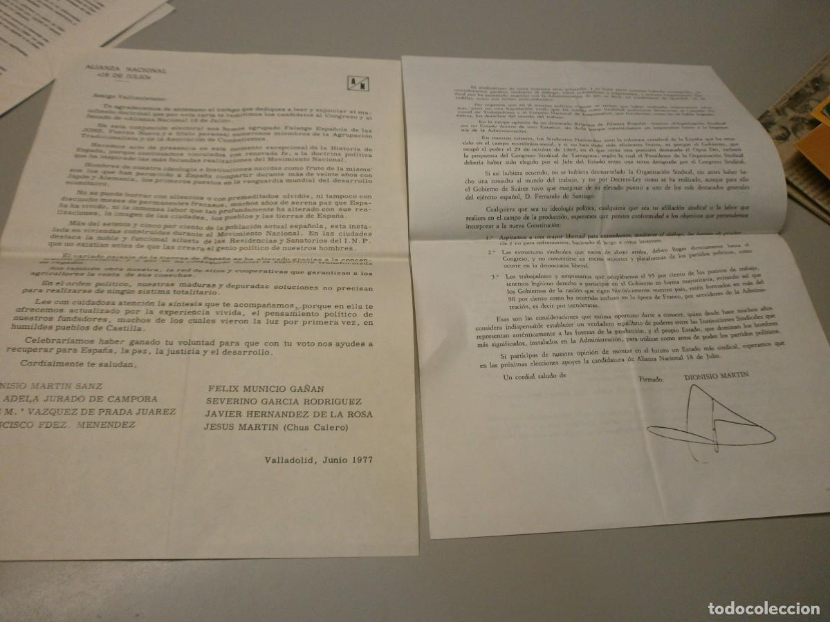 Documenti antichi: propaganda electoral alianza nacional valladolid elecciones de 1977 transicion