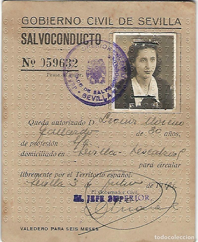 Documentos antiguos: SEVILLA SALVOCONDUCTO 1940 HIJA COMANDANTE DE LA ARMADA JEREZ DE LA FRONTERA M21