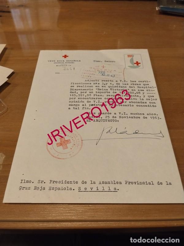 Documentos antiguos: MADRID, 1963, CRUZ ROJA, ENVIO CERTIFICACIONES OBRA QUIROFANOS DISPENSARIO REINA VICTORIA, SEVILLA
