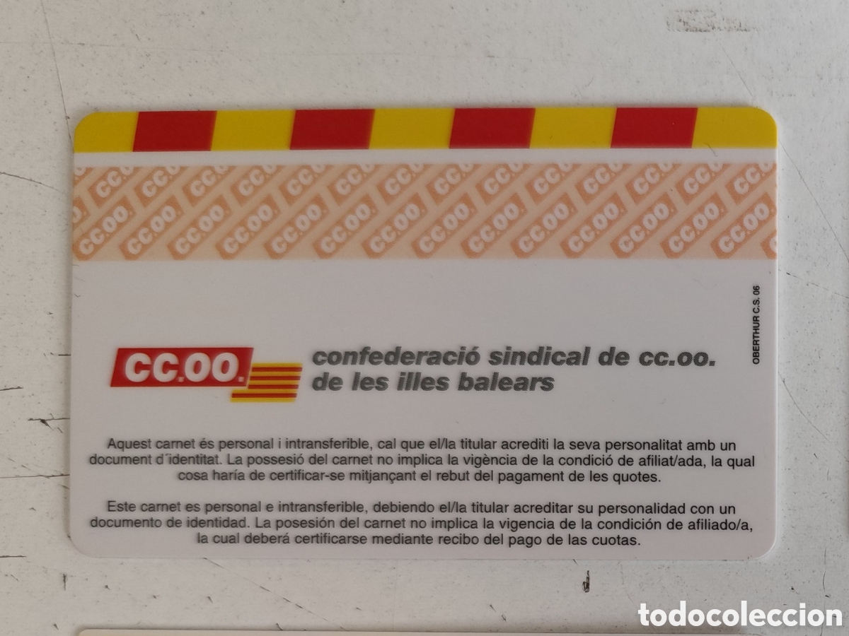 Documentos antiguos: Carnet Sindical. Sindicato Comisiones Obreras. CCOO - Foto 2