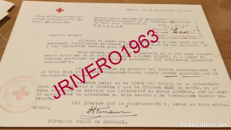 Documentos antiguos: MADRID, 1960, CRUZ ROJA, PETICION INFORMACION DE UN INDIVIDUO, FIRMA DUQUE DE HERNANI