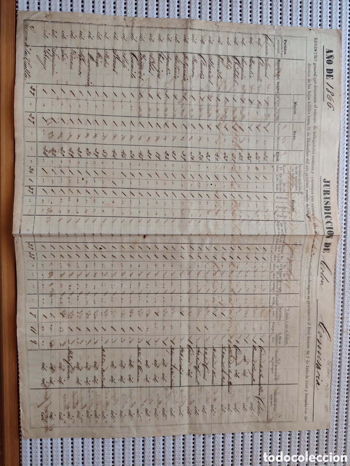 Documentos antiguos: 26-1100 REGISTRO GENERAL DE LOS COLONOS ASI&Aacute;TICOS Y YUCATECOS.