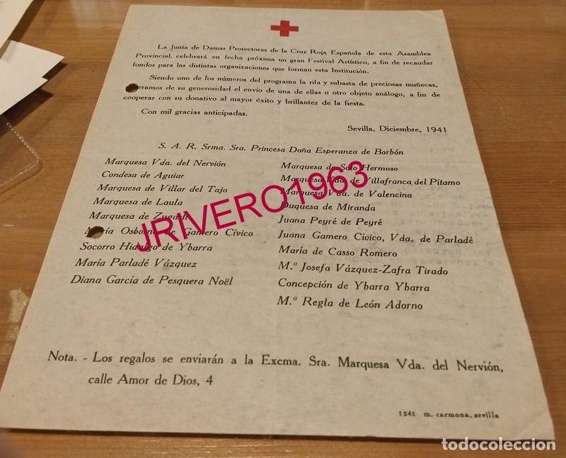 Documentos antiguos: SEVILLA, 1941, REGALOS PARA FESTIVAL ARTISTICO DE CRUZ ROJA, DONACION DE MU&Ntilde;ECAS