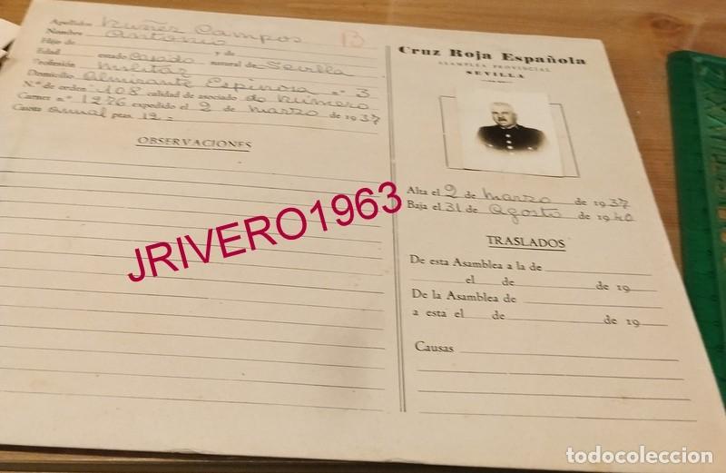 Documentos antiguos: SEVILLA, 1940, FICHA CRUZ ROJA DE UN MILITAR