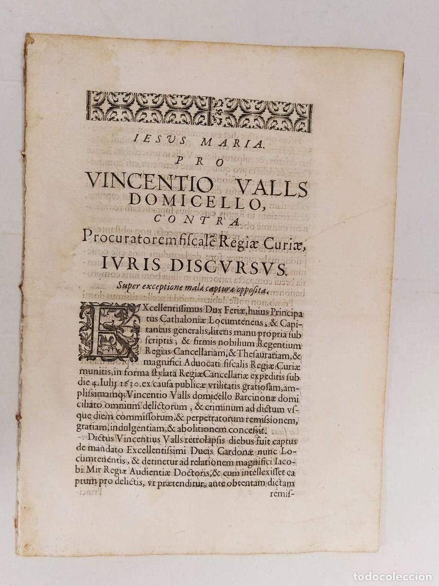 Documentos antiguos: JESUS MARIA PRO VICENTIO VALLS DOMICELLO CONTRA PROCURATOREMFIFCALE REGIAE... - DOCUMENTO ANTIGUO