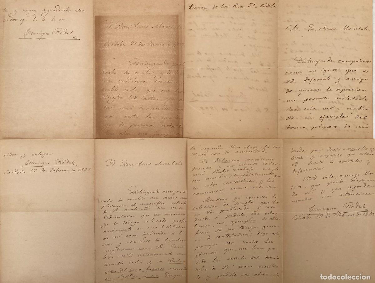 Documentos antiguos: REDEL Y AGUILAR, Enrique. C&oacute;rdoba. Colecci&oacute;n de 61 cartas y 2 tarjetas a Luis Montoto. 1897-1908.