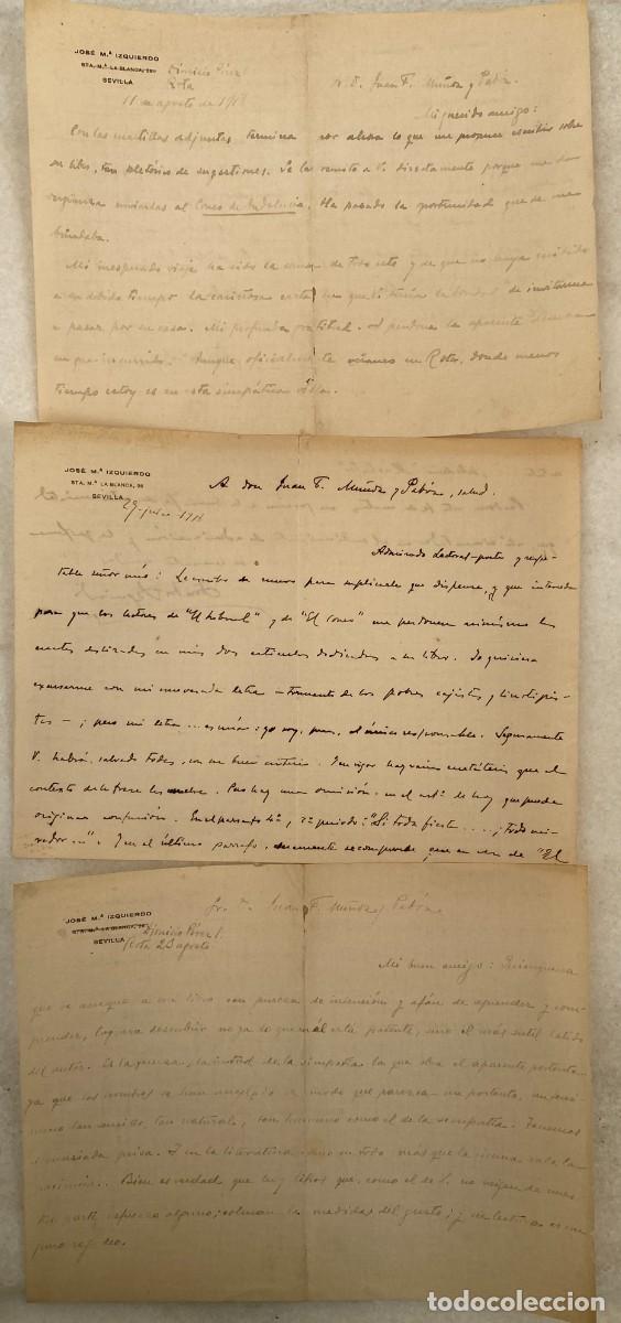 Documentos antiguos: Tres cartas de Jos&eacute; Mar&iacute;a Izquierdo a Mu&ntilde;oz y Pab&oacute;n. 1918.