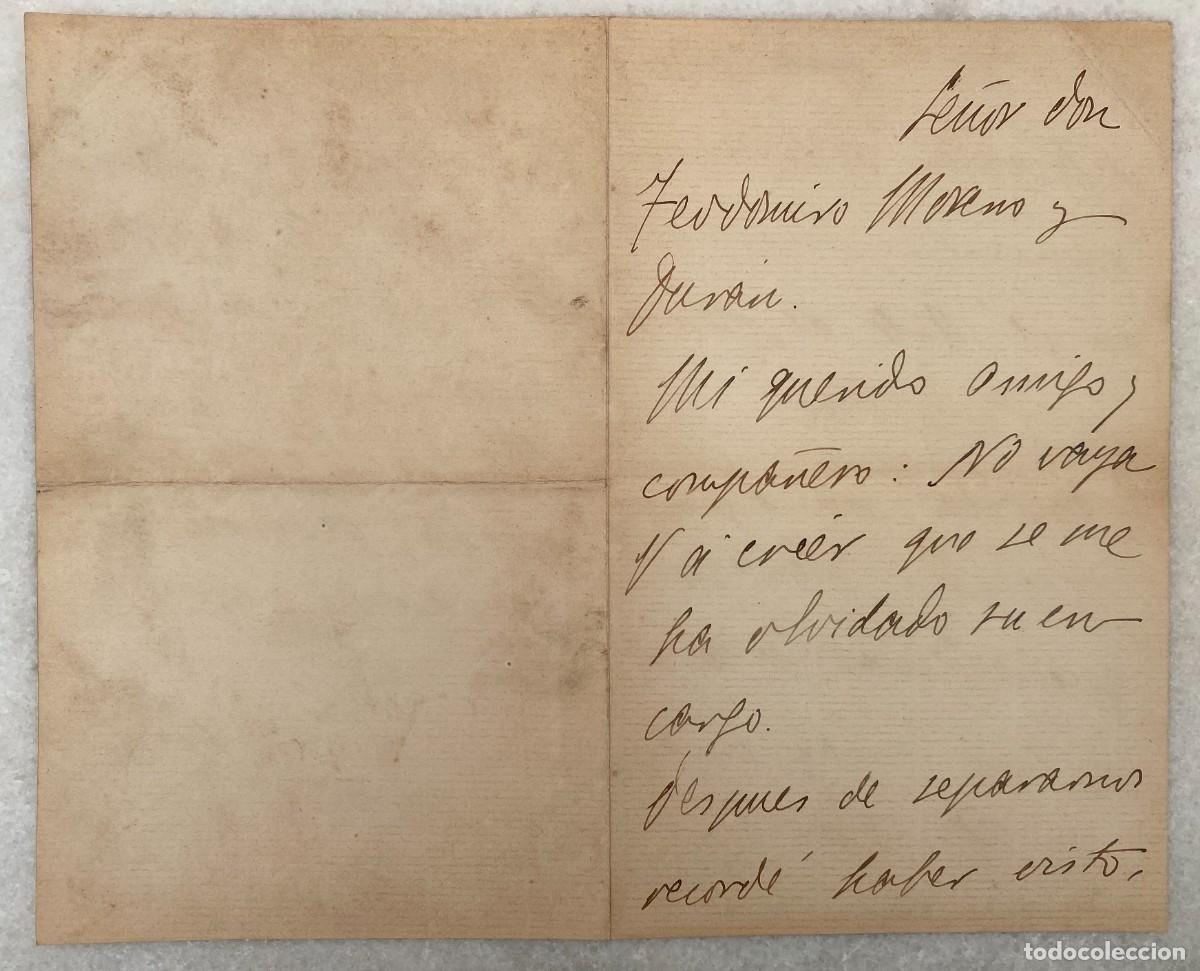 Documentos antiguos: PIC&Oacute;N, Jacinto Octavio. Carta a Teodomiro Moreno, El Bachiller de Estepa. Men&eacute;ndez y Pelayo. 1900.