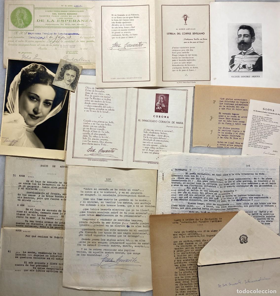 Documentos antiguos: Eva CERVANTES. y su sal&oacute;n po&eacute;tico &lsquo;El Para&iacute;so&rsquo;. Sevilla. 1939-1968. Originales po&eacute;ticos.