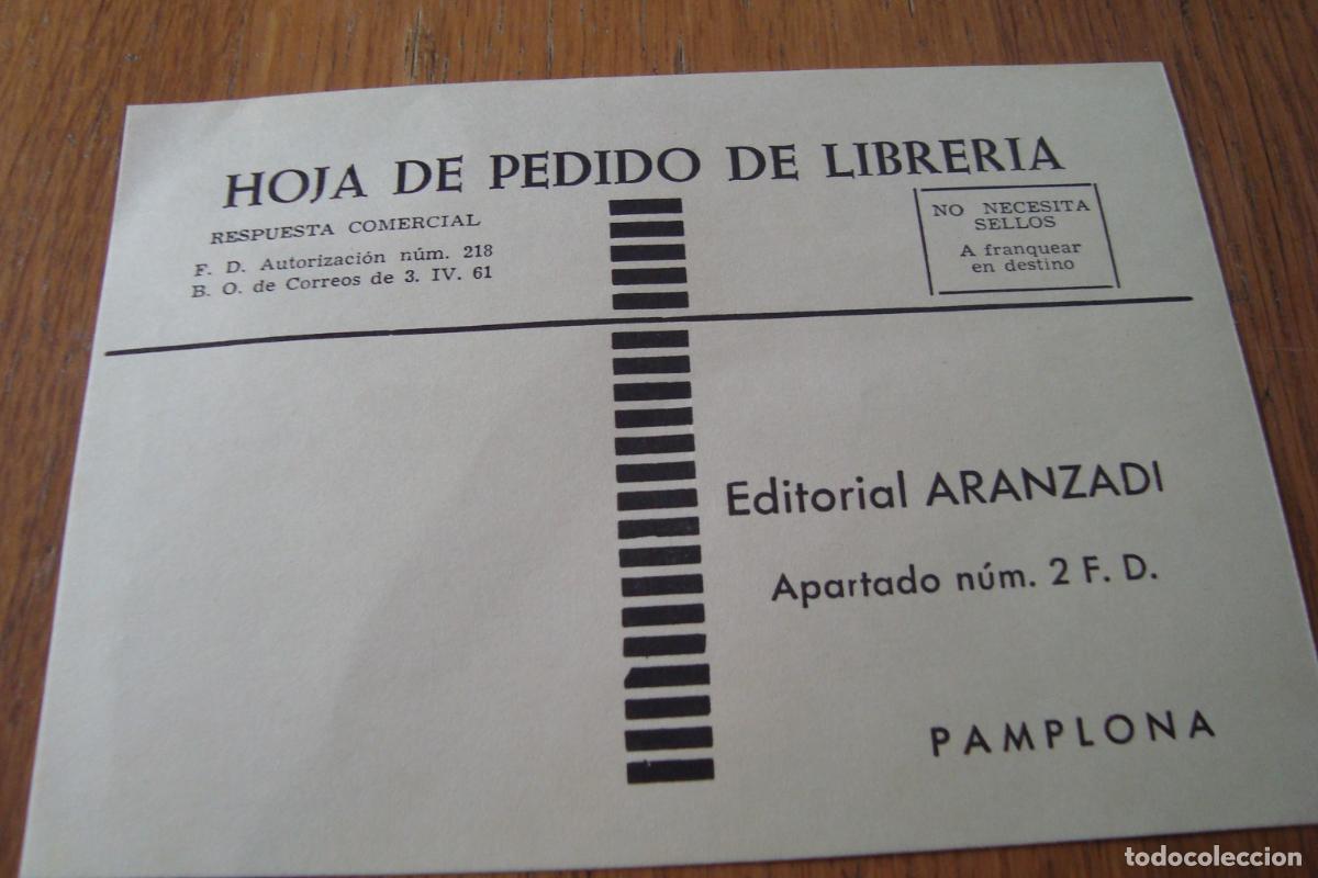 Documentos antiguos: ANTIGUA TARJETA HOJA DE PEDIDO DE LIBRERIA. EDITORIAL ARANZANDI. PAMPLONA