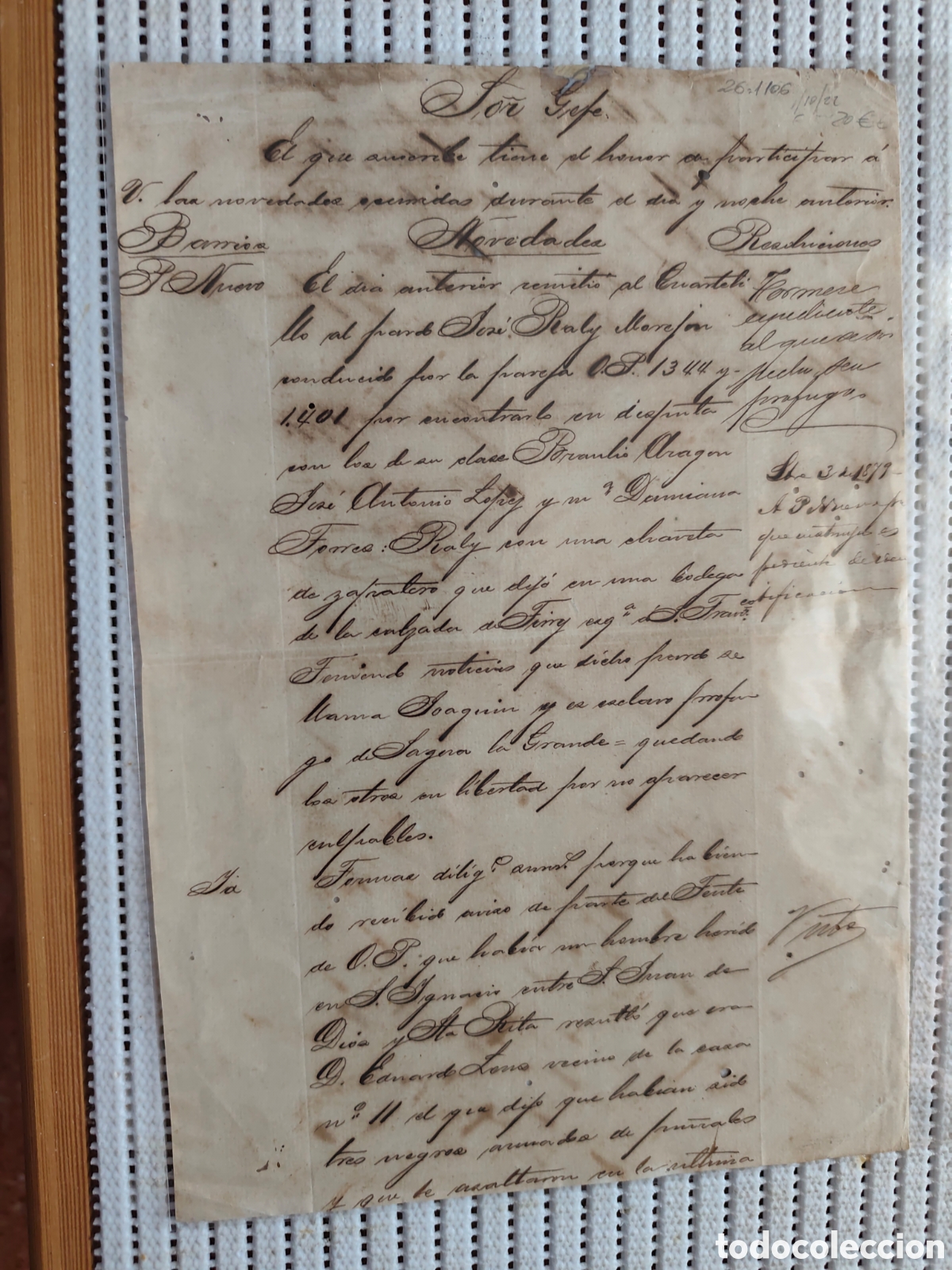 Documentos antiguos: 26-1106 NOVEDADES OCURRIDAS DURANTE EL DIA Y LA NOCHE.