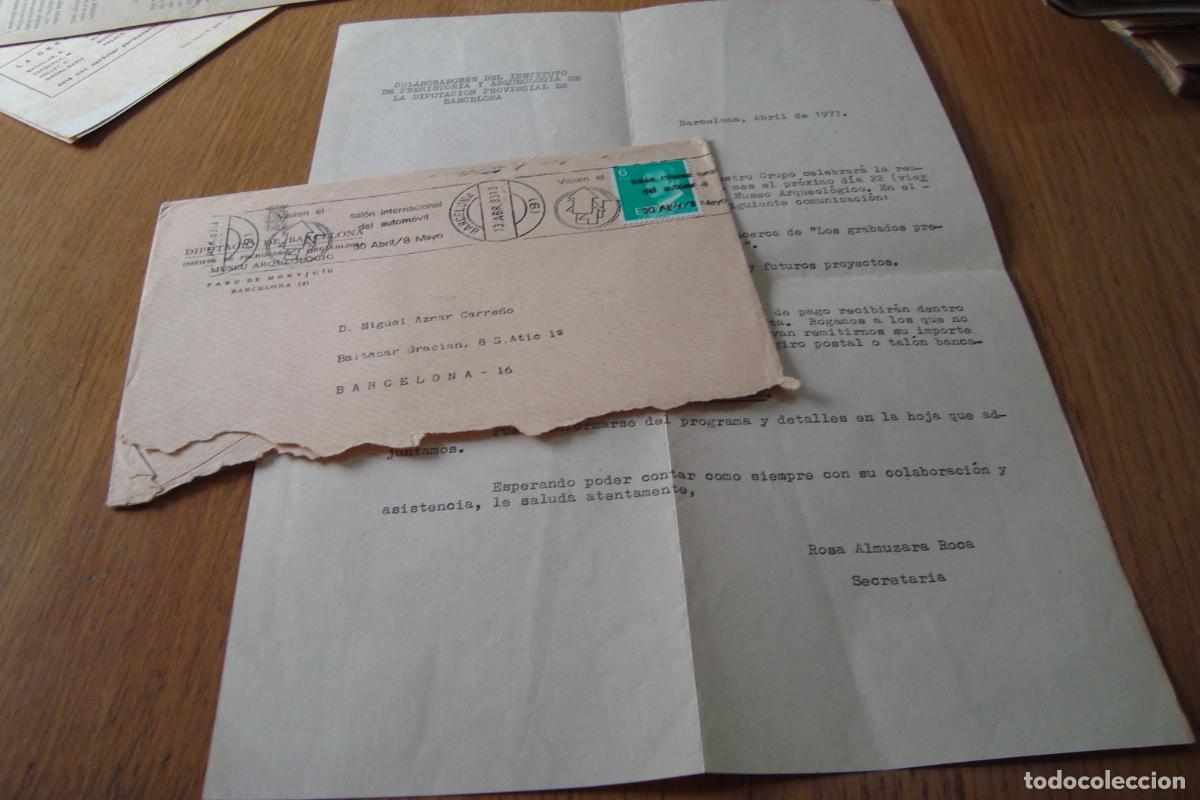 Documentos antiguos: ANTIGUA CARTA INSTITUTO PREHISTORIA ARQUEOLOGIA BARCELONA. RAMON VI&Ntilde;AS VALLVERDU. 1977
