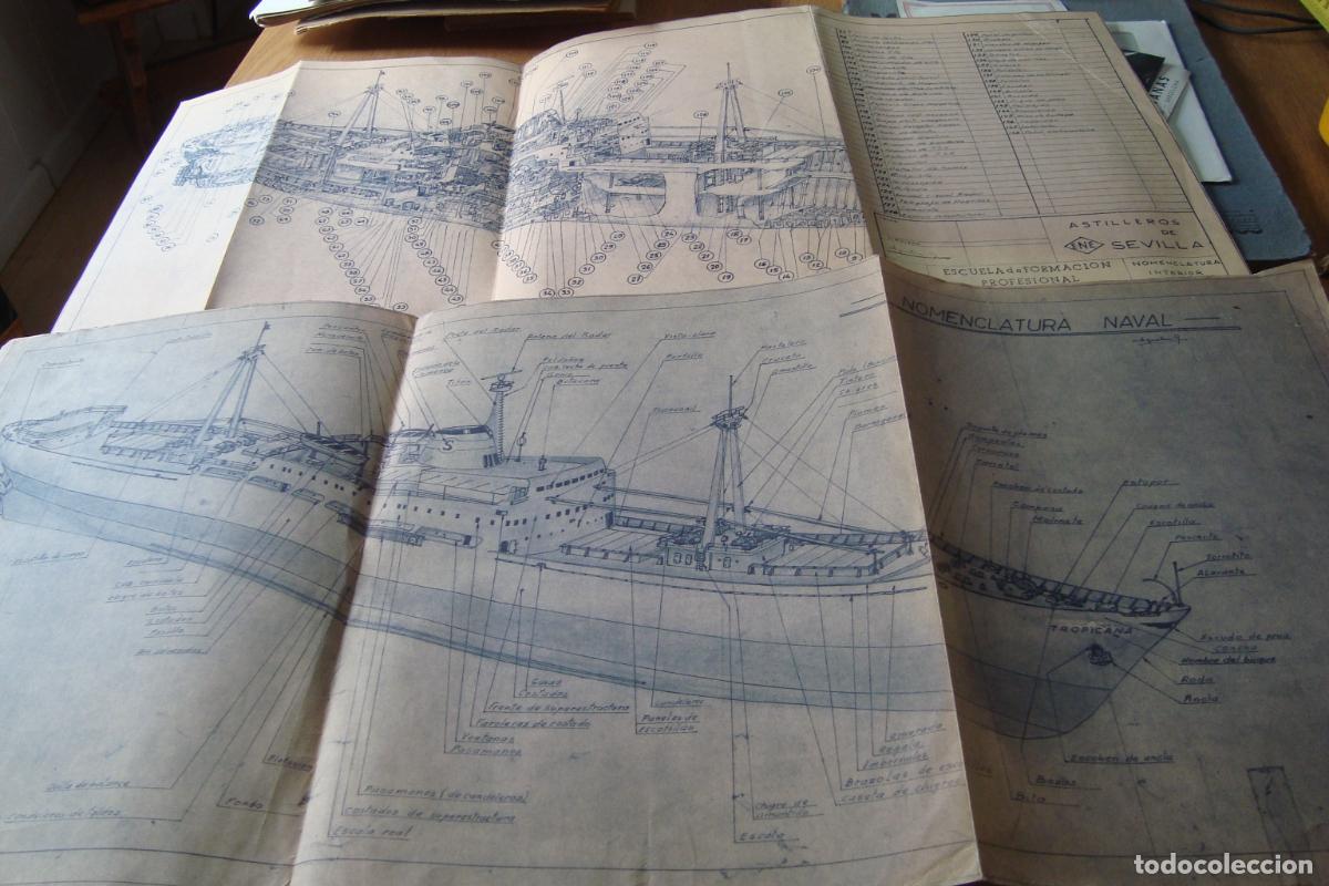 Documentos antiguos: ENE ASTILLEROS SEVILLA NOMECLATURA NAVAL 1963. PLANO DE BARCO.