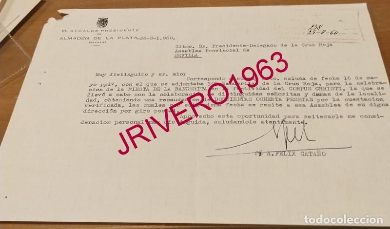 Documentos antiguos: ALMADEN DE LA PLATA 1960, CELEBRACION FIESTA DE LA BANDERITA, CRUZ ROJA