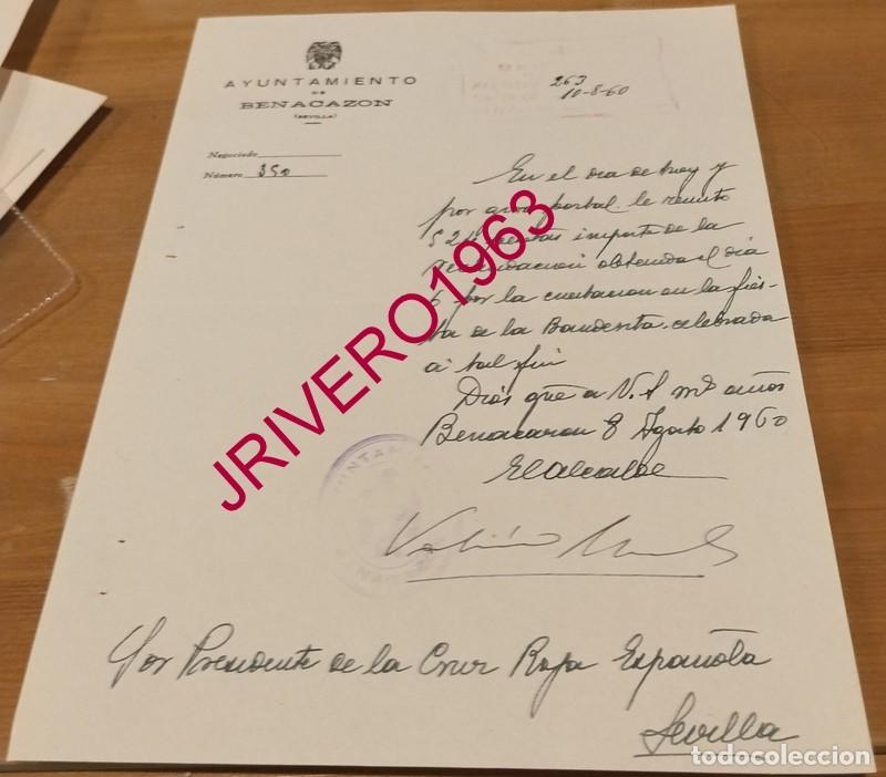 Documentos antiguos: BENACAZON, 1960, CELEBRACION FIESTA DE LA BANDERITA, CRUZ ROJA