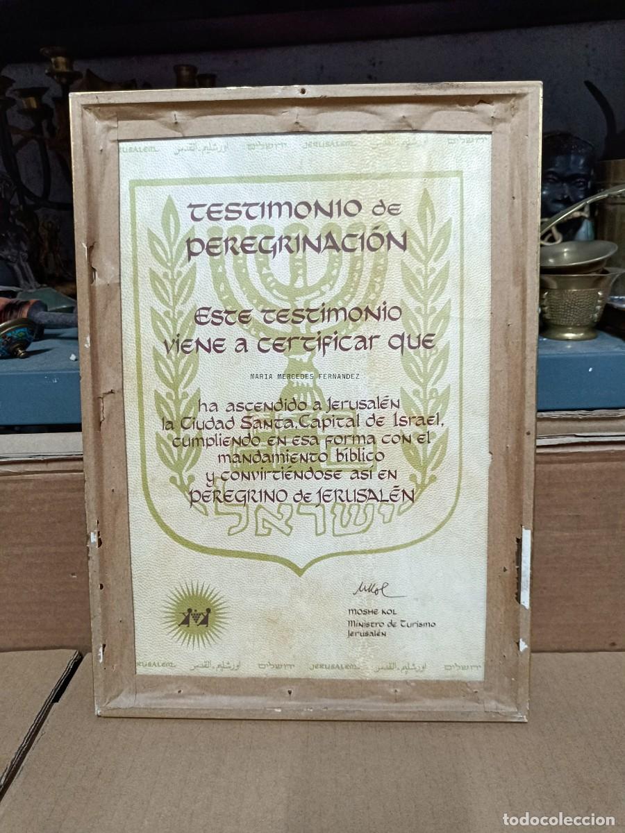 Documents Anciens: ANTIGUO CUADRO CARTEL DOBLE CARA, TESTIMONIO PEREGRINACION JERUSALEN TIERRA SANTA, A&Ntilde;OS 60 ISRAEL E5