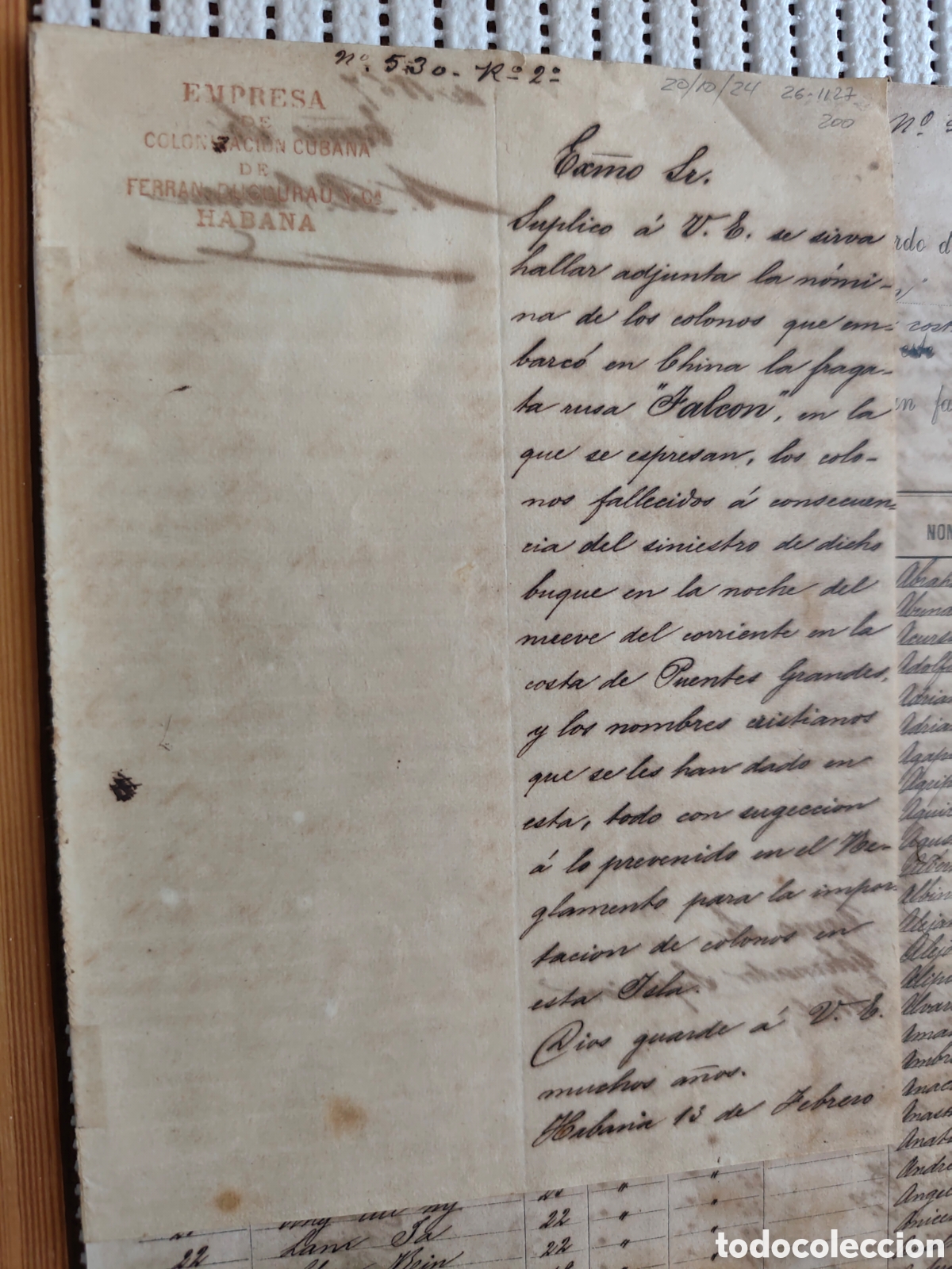 Documentos antiguos: 26-1127 269 COLONOS EMBARCADOS EN CHINA EN LA FRAGATA&rdquo;FALC&Oacute;N&rdquo;