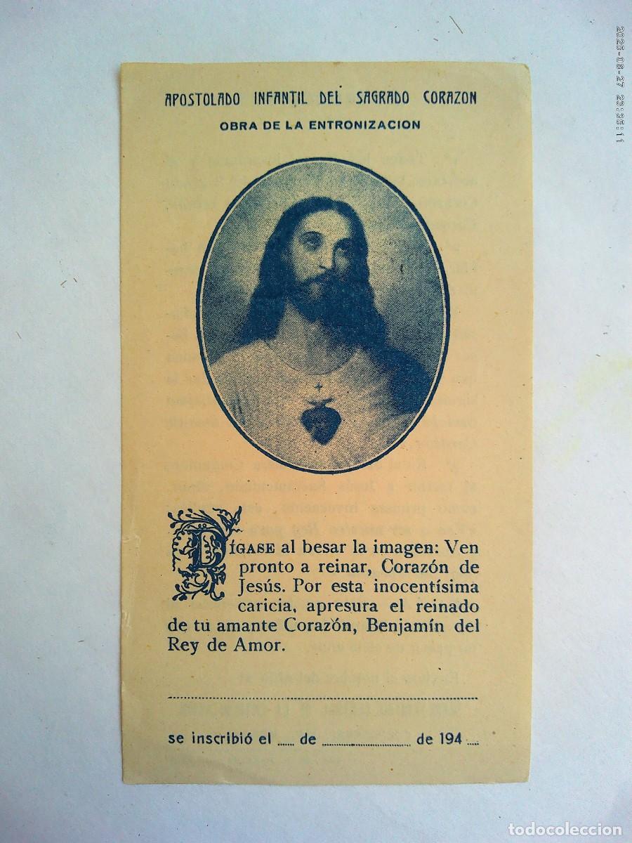 Documentos antiguos: APOSTOLADO INFANTIL DEL SAGRADO CORAZON : CARNET , A&Ntilde;OS 40. SIN USAR