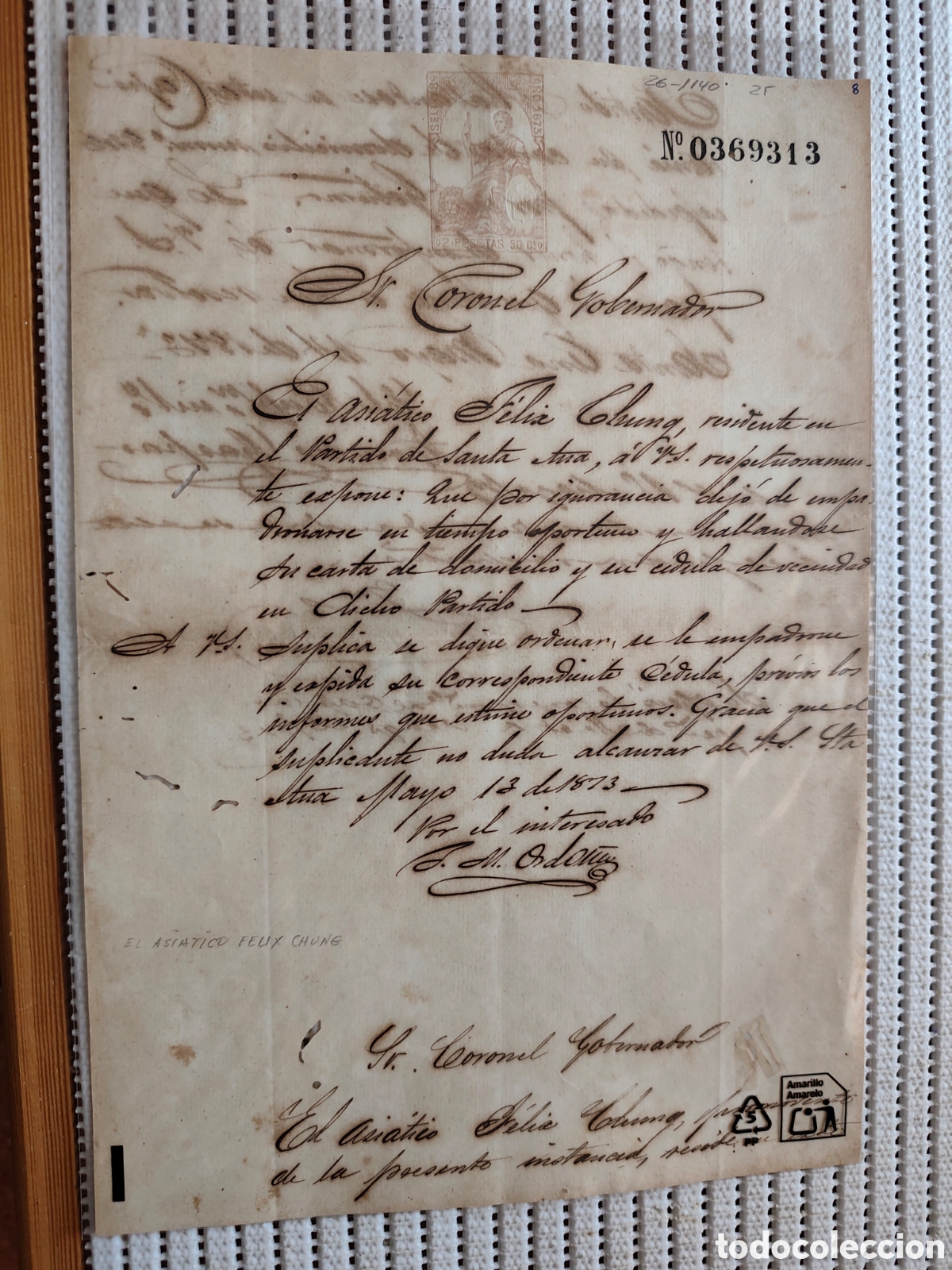 Documentos antiguos: 26-1140 EL ASI&Aacute;TICO FELIX,POR OLVIDO DEJO DE EMADRONARSE