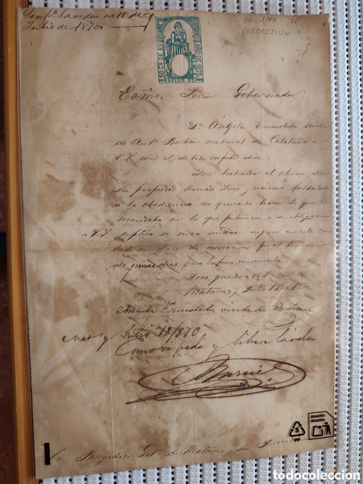 Documentos antiguos: 26-1144 D&ordf; ANGELA SOLICITA DAR CORRECCI&Oacute;N AL ASIATICO LUIS.