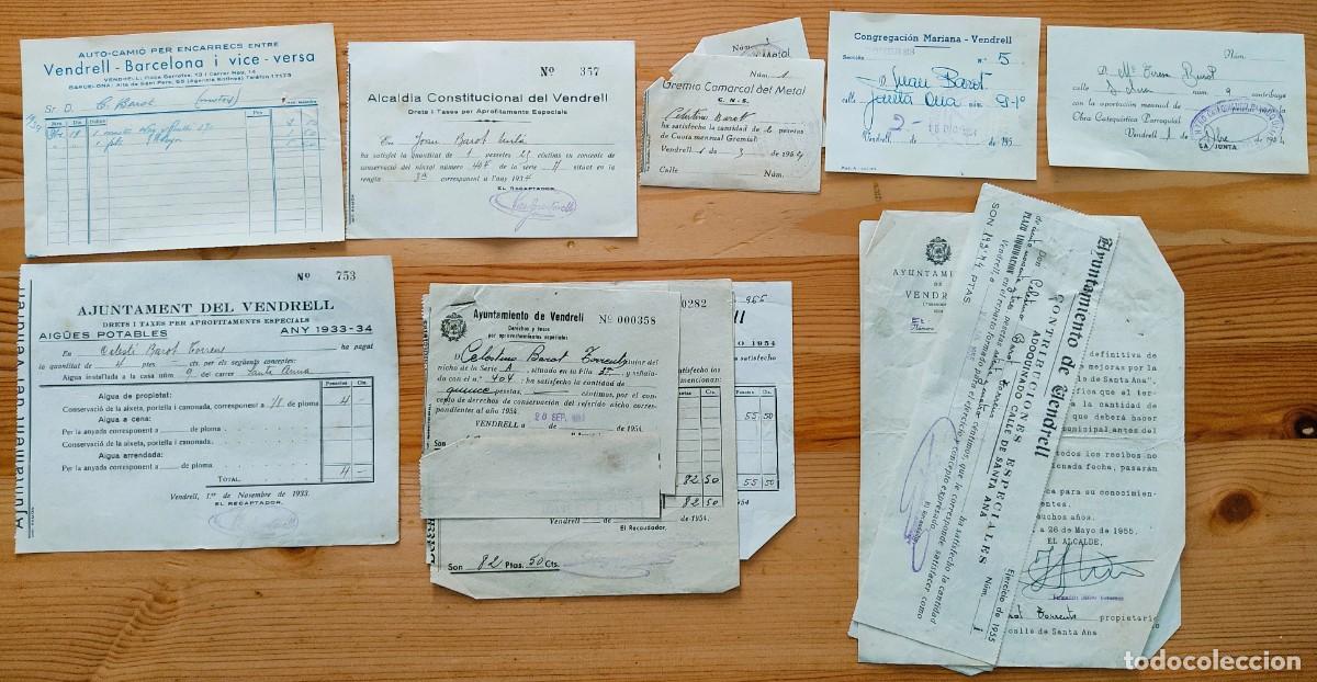 Documentos antiguos: LOTE DOCUMENTOS VENDRELL (TARRAGONA) A&Ntilde;O 1934 Y A&Ntilde;OS 50 - VER RELACI&Oacute;N