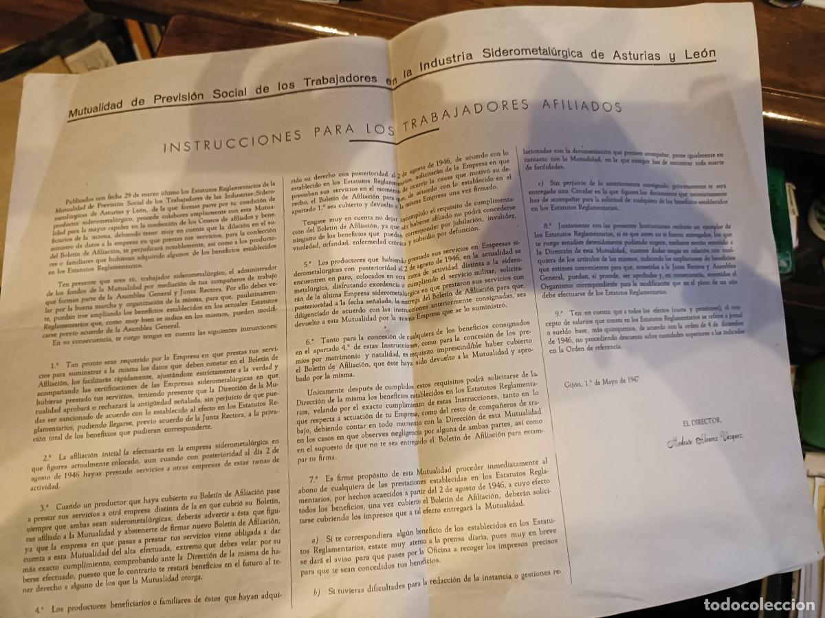 Documentos antiguos: Instrucciones trajadores afiliados de la Mutualidad de Previsi&oacute;n Social de los Trabajador
