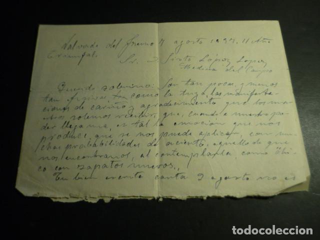 Documentos antiguos: VALVERDE DEL FRESNO CACERES 1937 CARTA A SOLDADO GUERRA CIVIL TEXTO PATRIOTICO