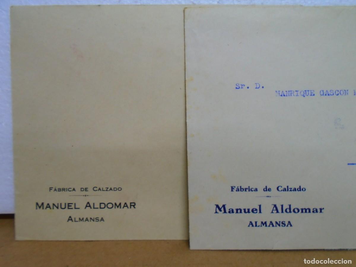 Documentos antiguos: CARTAS(2)SIN CIRCULAR DE LA FABRICA DE CALZADO MANUEL ALDOMAR DE ALMANSA,A&Ntilde;OS 30.