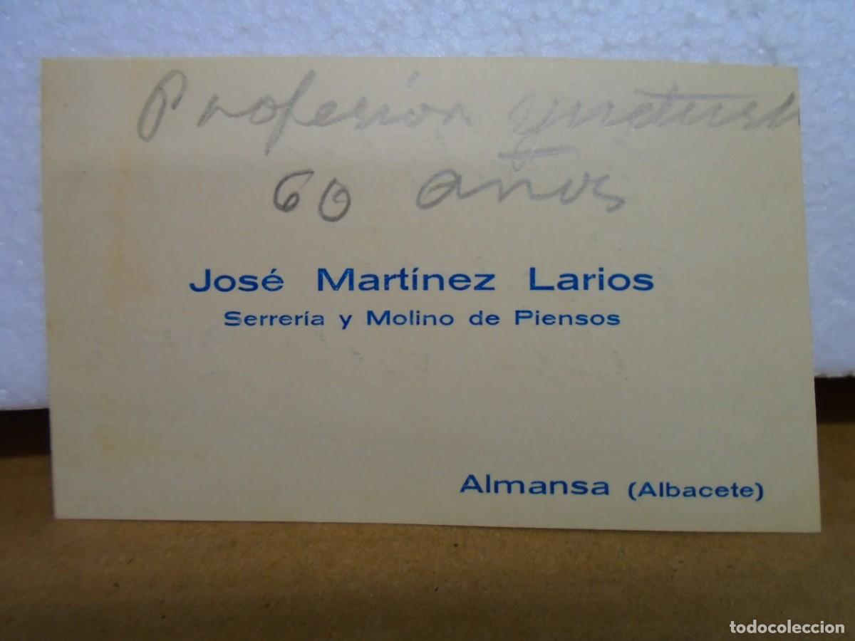 Documentos antiguos: ALMANSA(ALBACETE)TARJETA DE VISITA,SERRERIA Y MOLINO DE PIENSOS.