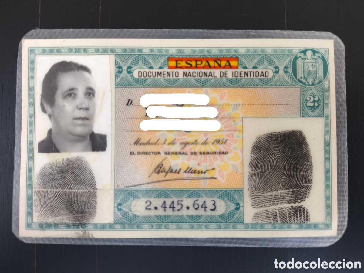 Documentos antiguos: Antiguo Canet verde DNI Primer Documento Nacional de Identidad Expedido en Madrid en 1955