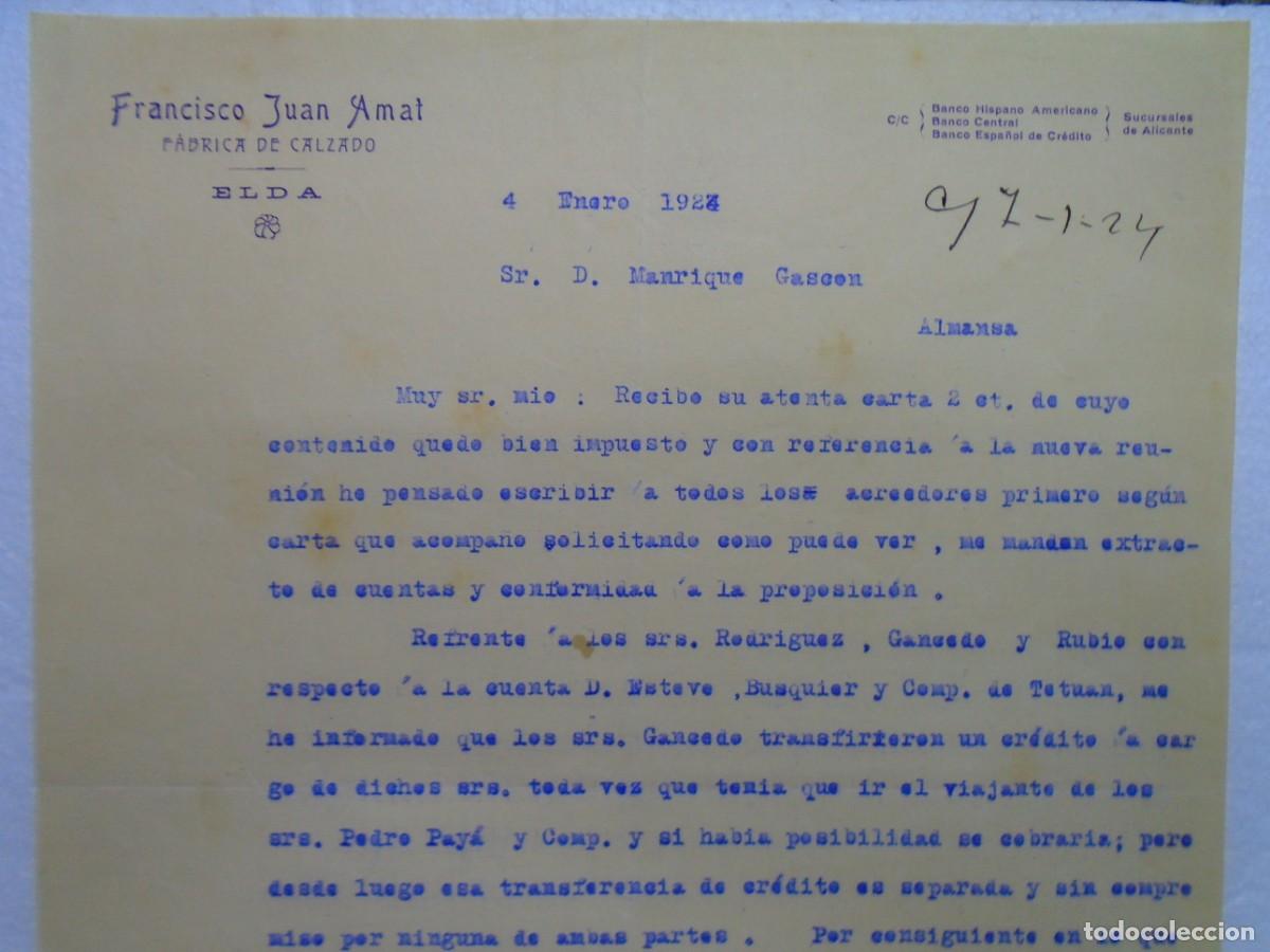 Documentos antiguos: ELDA(ALICANTE)FABRICA DE CALZADO DE FCO. JUAN AMAT.4/1/1924.